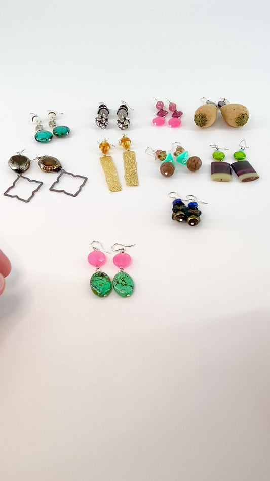 Earrings - Vintage Bead Originals - Turquoise & Crystal