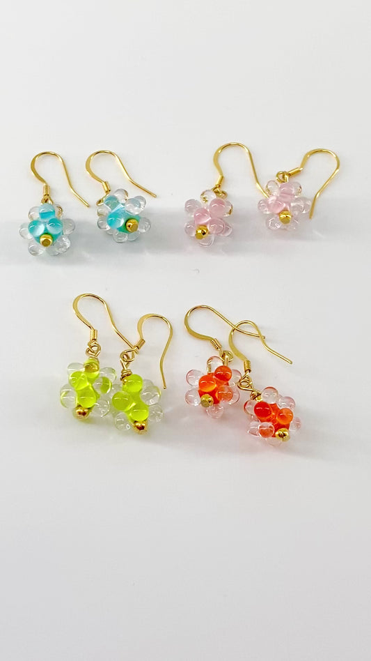 Earrings - Lime & Clear Large - Glass & Goldfill (Video)