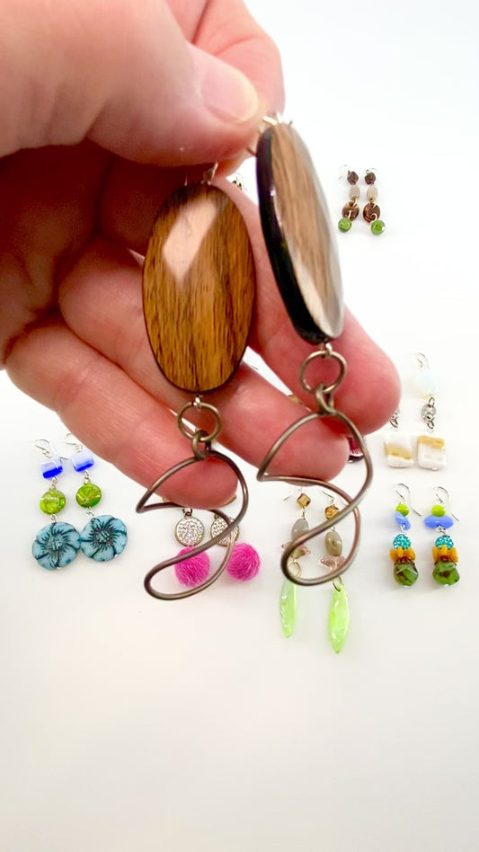 Earrings - Vintage Bead Originals - Oval Wood