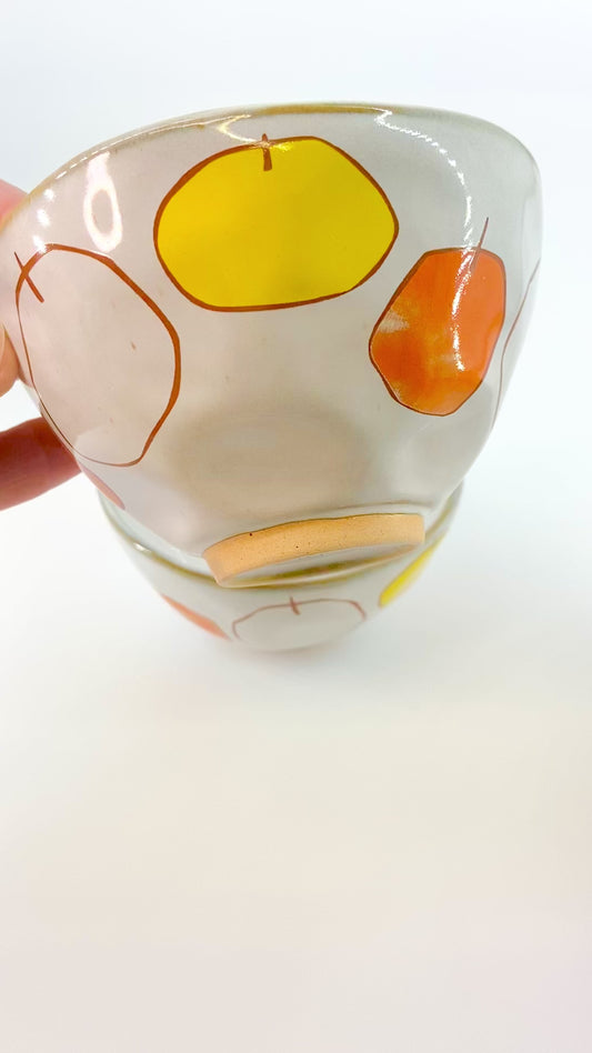 Bowl - Abstract Dots/Fruits - glazed ceramic