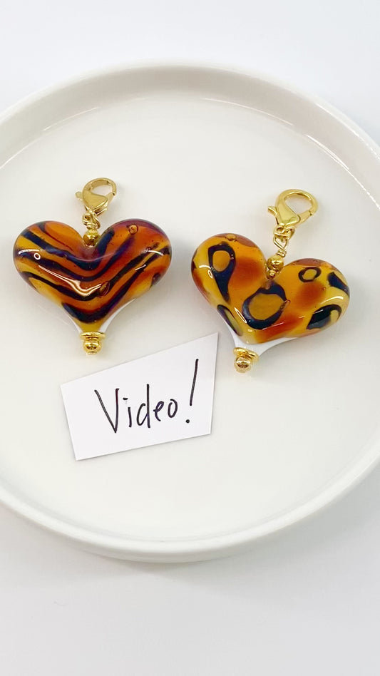 Pendant -  Animal Print Heart - Glass & Goldfill (Video)