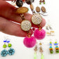 Earrings - Vintage Bead Originals - Pink Pom Pom