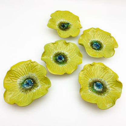 Ceramic Wall Art - "Baby Bachelor Button" - Green Opal