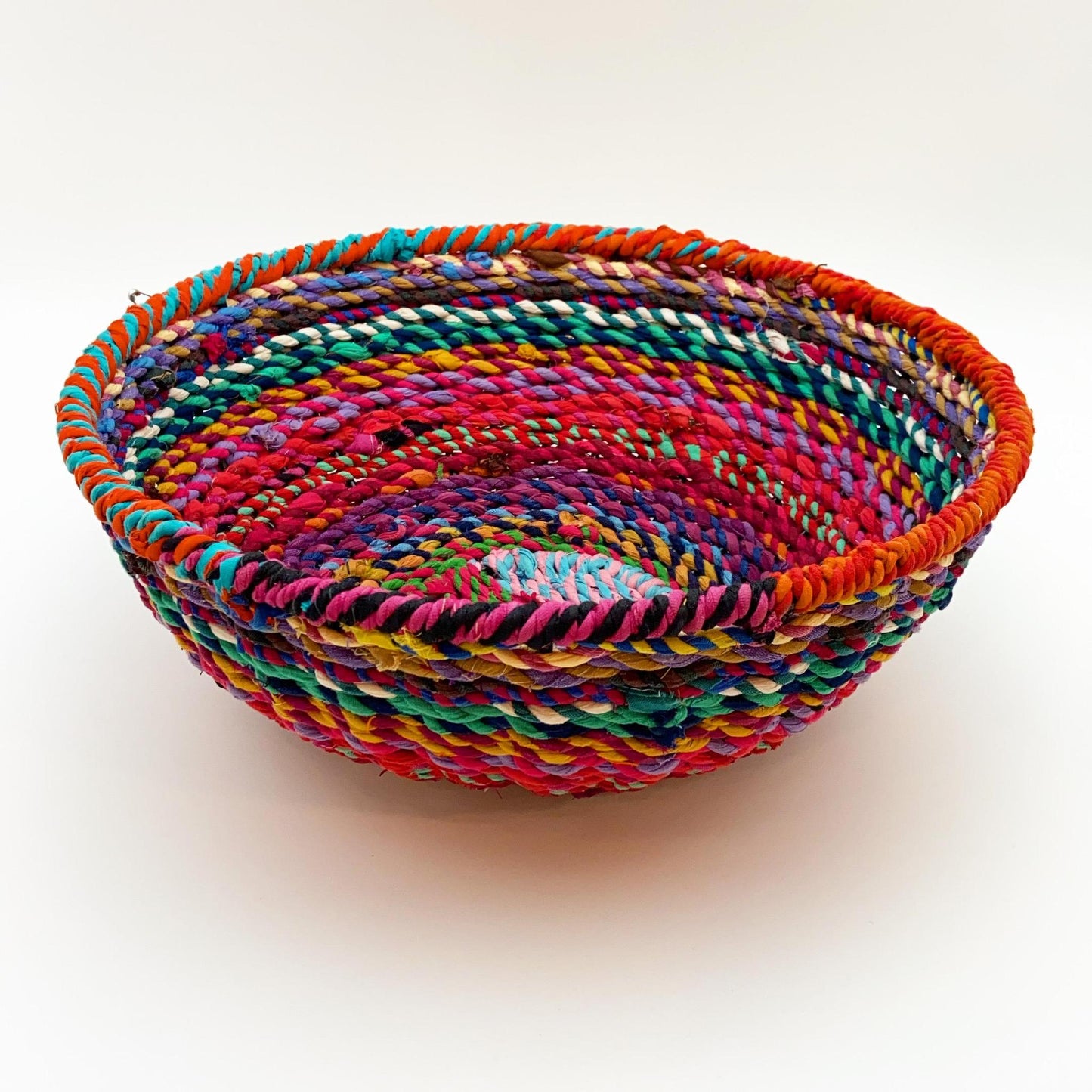 Classic Bowl Basket - Woven Chindi on Steel Frame