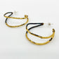 Earrings - Double Semi-Circles in Blackened Steel with 23kt Gold