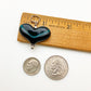 Pendant - Black Heart with Turquoise Band - Handmade Glass