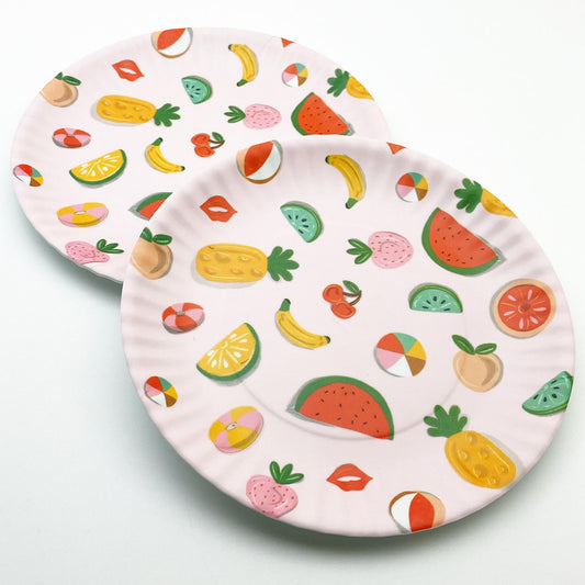 Plate - Melamine "Paper Plate" - Summer Fruits
