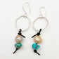 Earrings - Hoops with Corded Pearl and Turquoise - Sterling Originals
