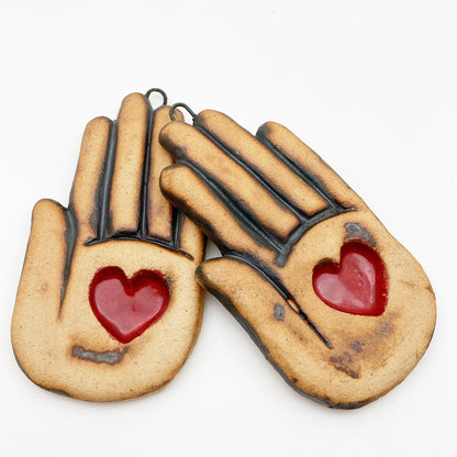 Ornament/Wall Talisman - Heart in Hand - Ceramic