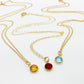 Necklace - Dainty Gem-Tone Crystal Pendant - Light Amethyst