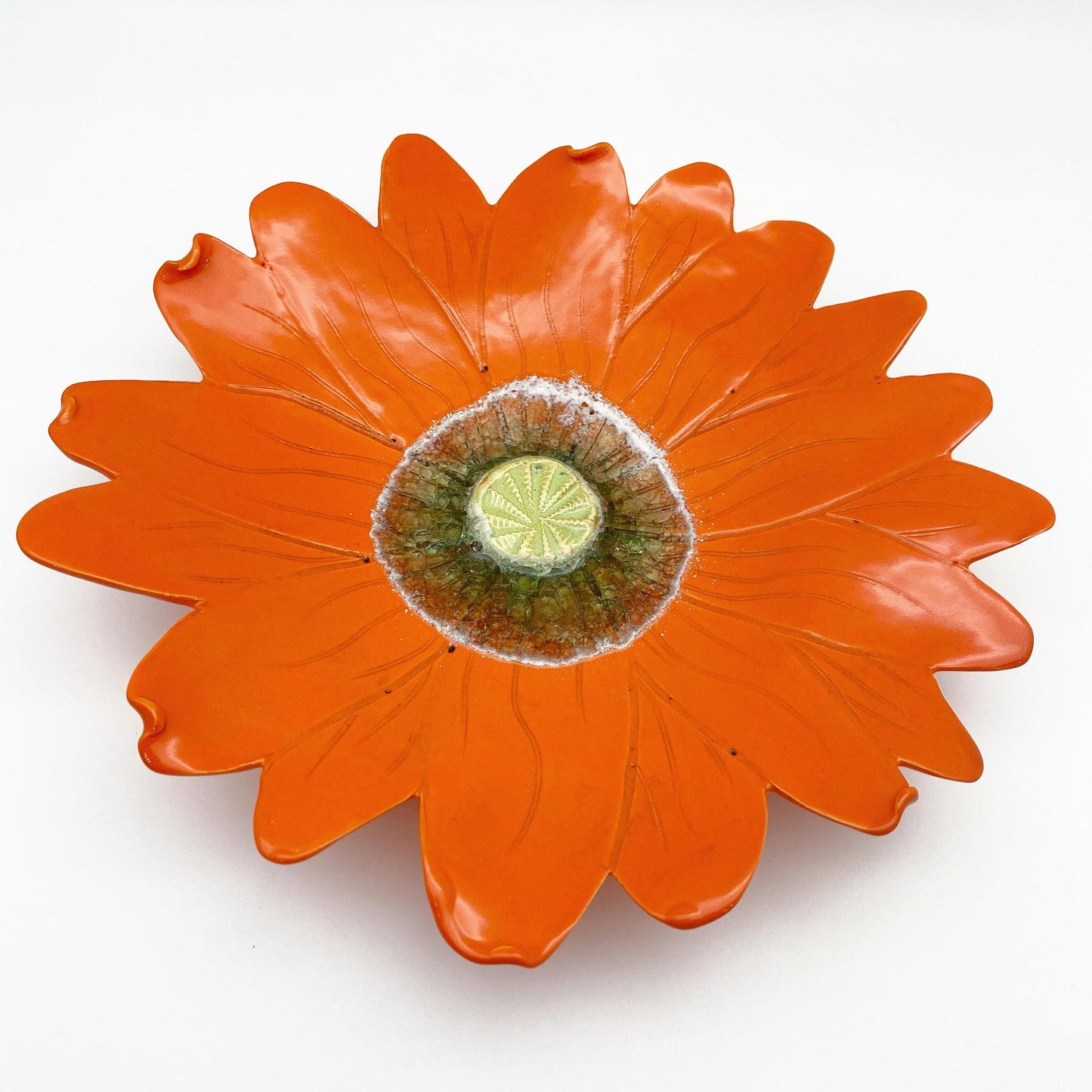 Ceramic Wall Art - Orange Flower - Medium