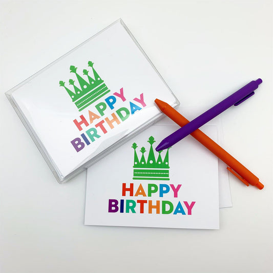 Card Set - "Happy Birthday" Crown - Pack of 10 - Printed