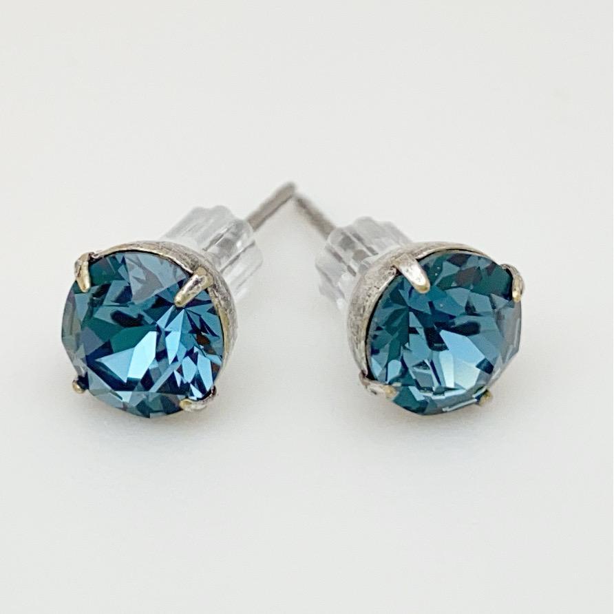 Stud Earrings - Real Crystals in Sterling Silver Bezel