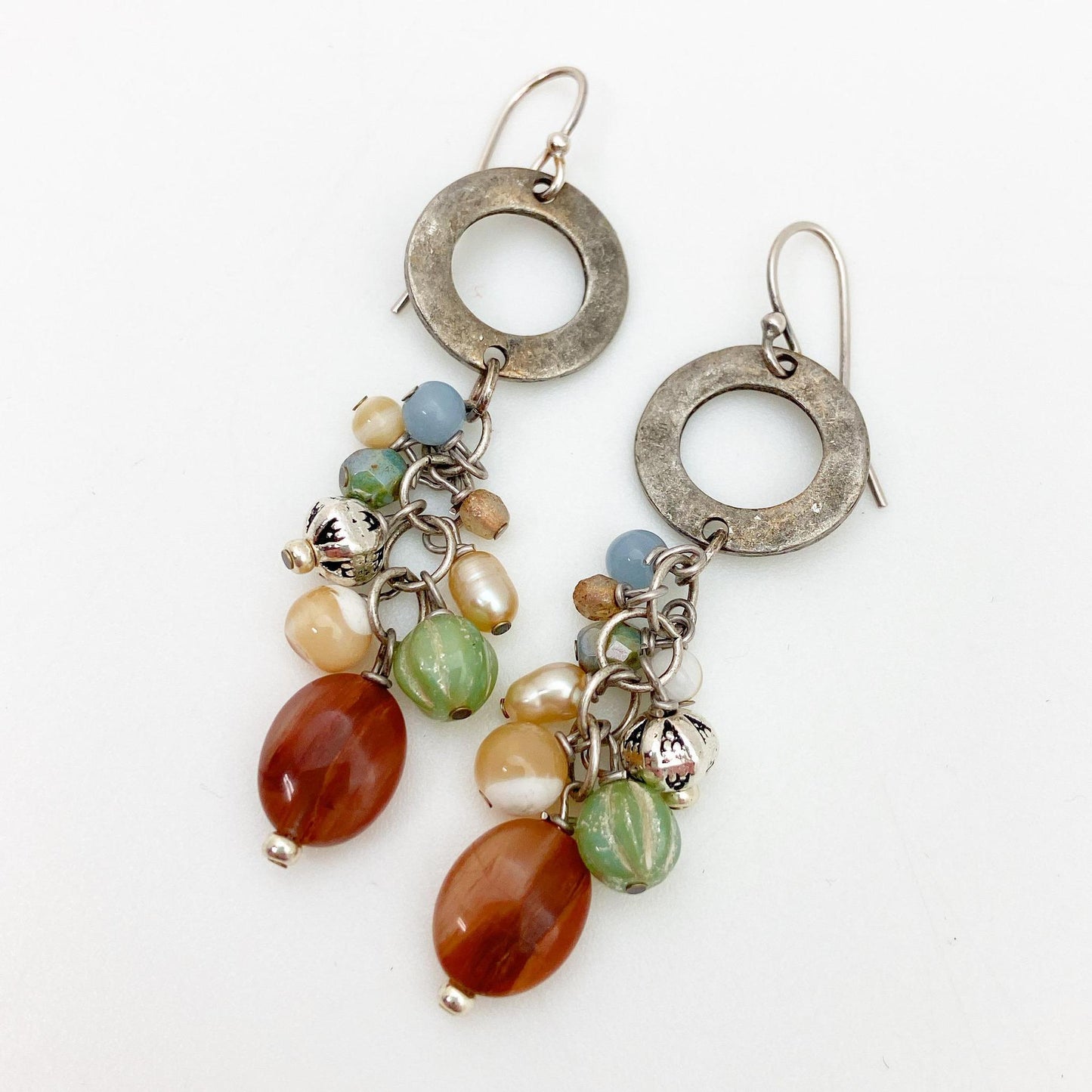 Earrings - "Refresh" - Jasper, Pearl, and Czech Glass