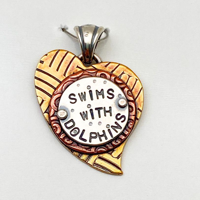 Pendant - Swims With Dolphins - Small Heart