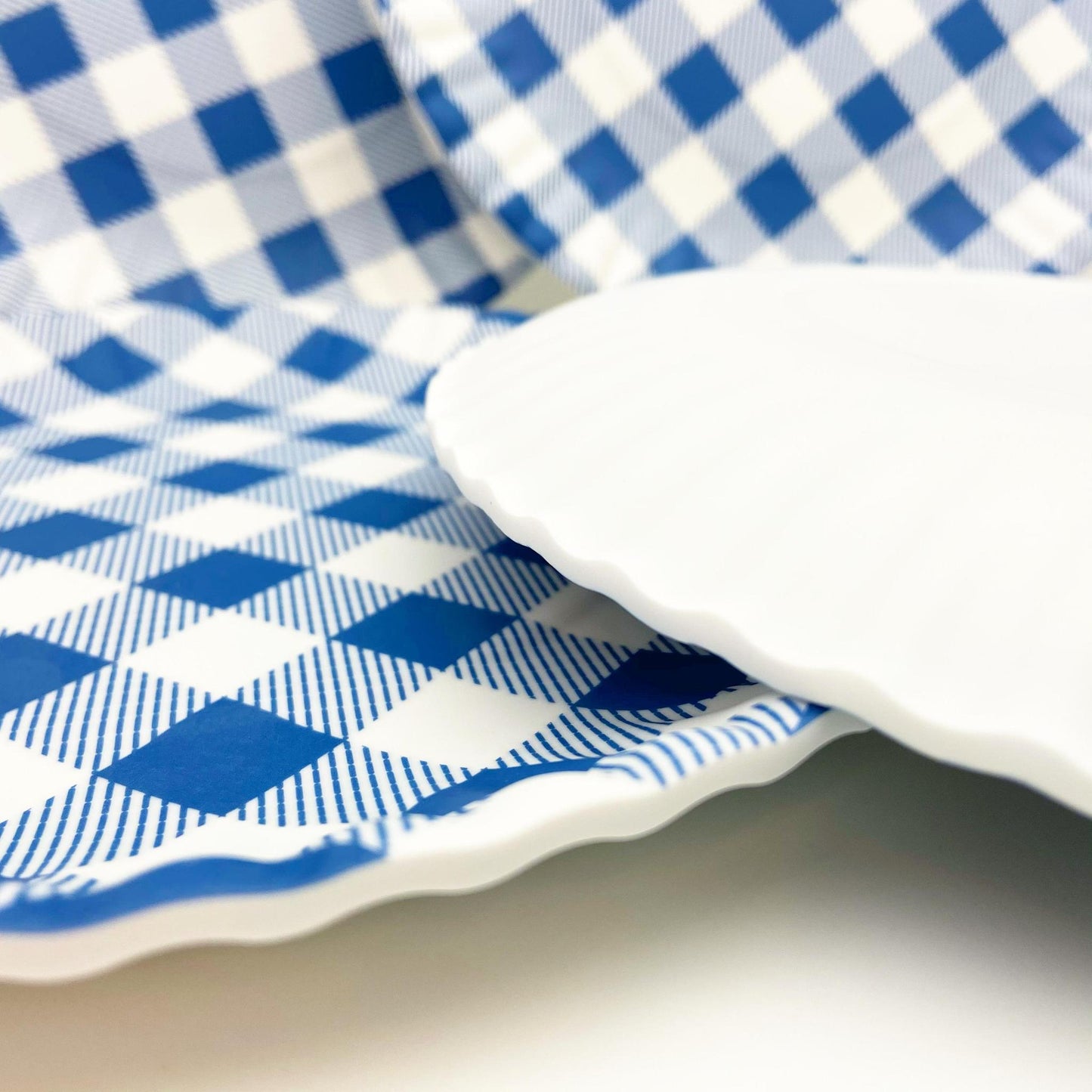 Plate - Melamine "Paper Plate" - Blue Gingham