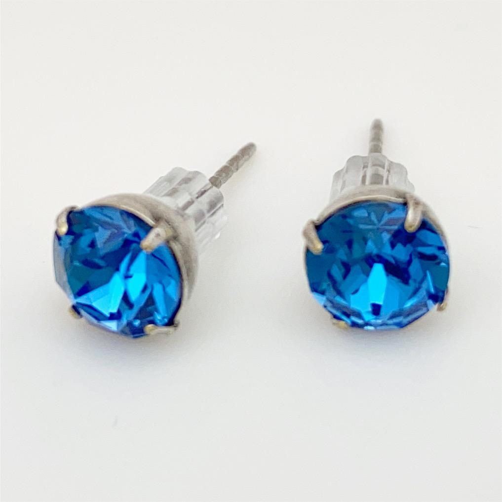 Stud Earrings - Real Crystals in Sterling Silver Bezel