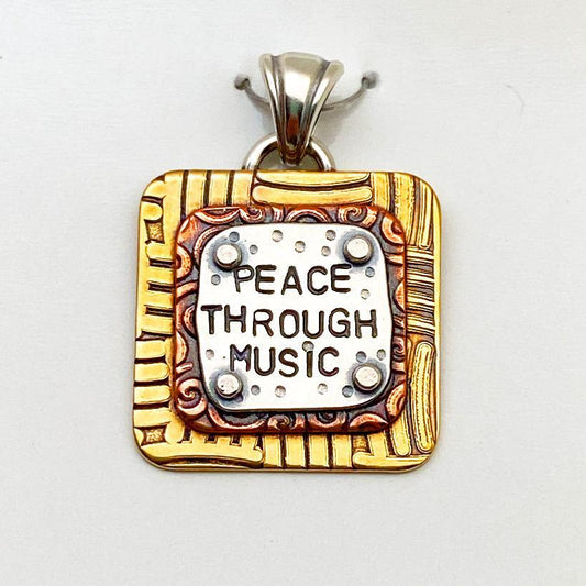 Pendant - Peace Through Music - Small Square