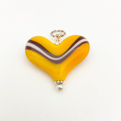 Pendant - Glass "KC Chiefs" Color Heart - Large