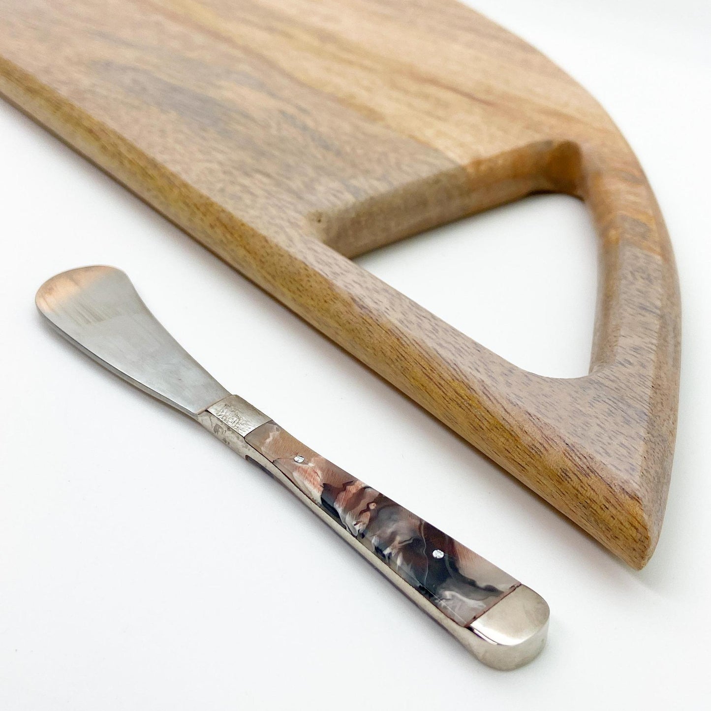 Tray - Cheese / Charcuterie Board - Mango Wood - Sculpted with Triangle Handle