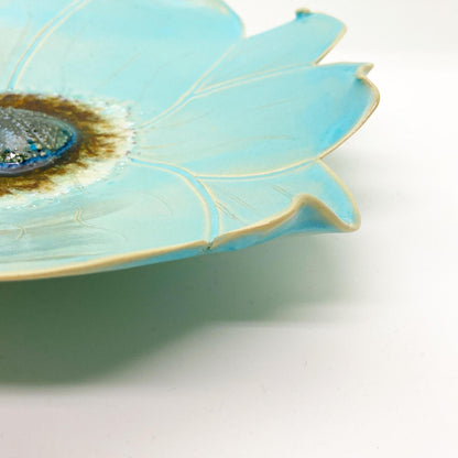 Ceramic Wall Art - Atlantis Aqua Flower - Medium