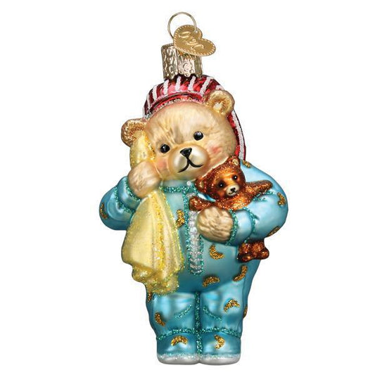 Ornament - Blown Glass - Bedtime Teddy Bear