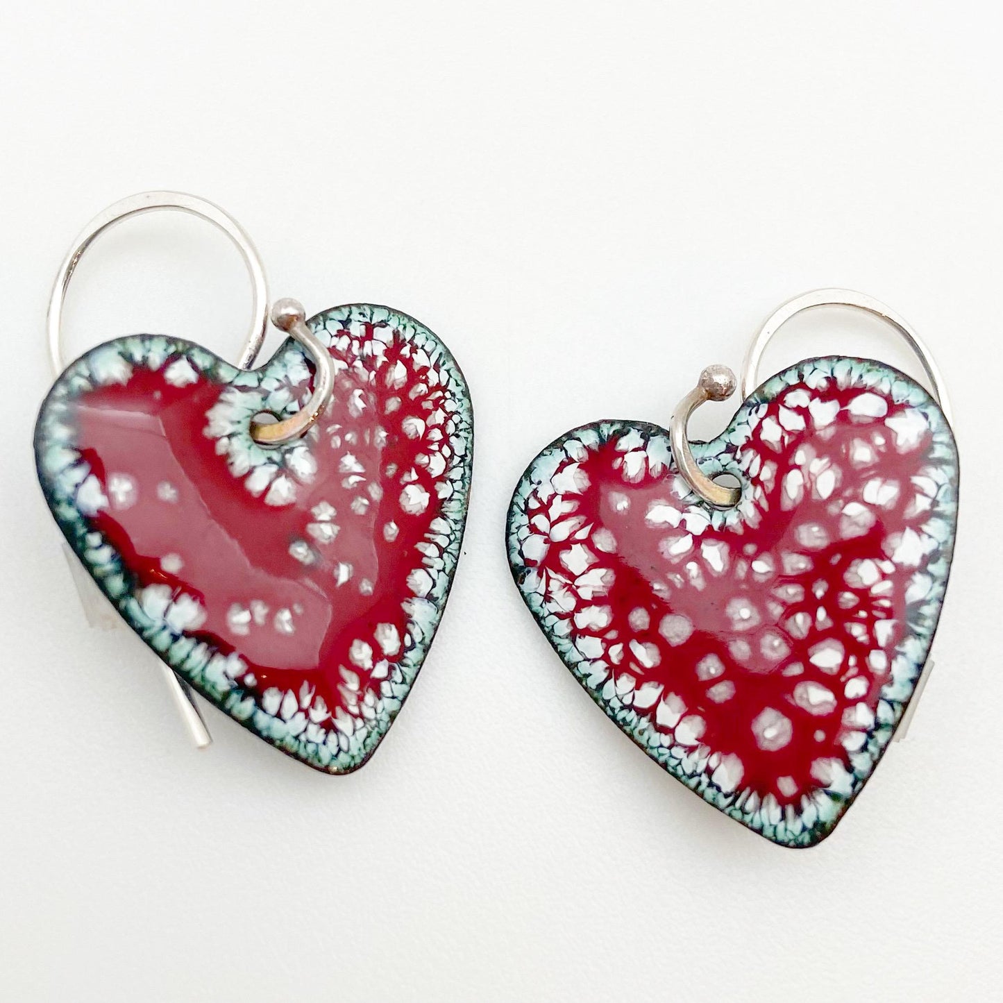 Earrings - Hearts - Enamel on Copper