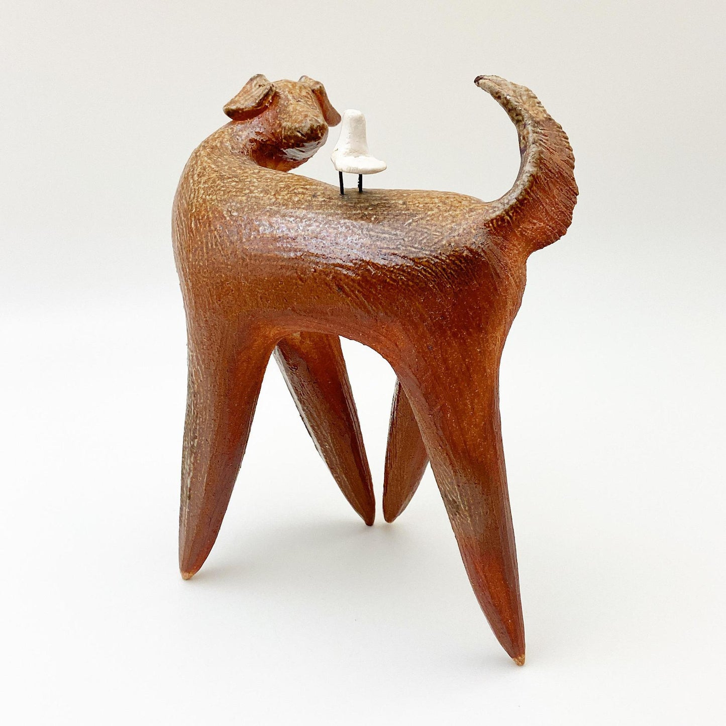 Sculpture - Dog with Bird on Haunch - Ceramic