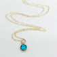 Necklace - Dainty Gem-Tone Crystal Pendant - Blue Zircon