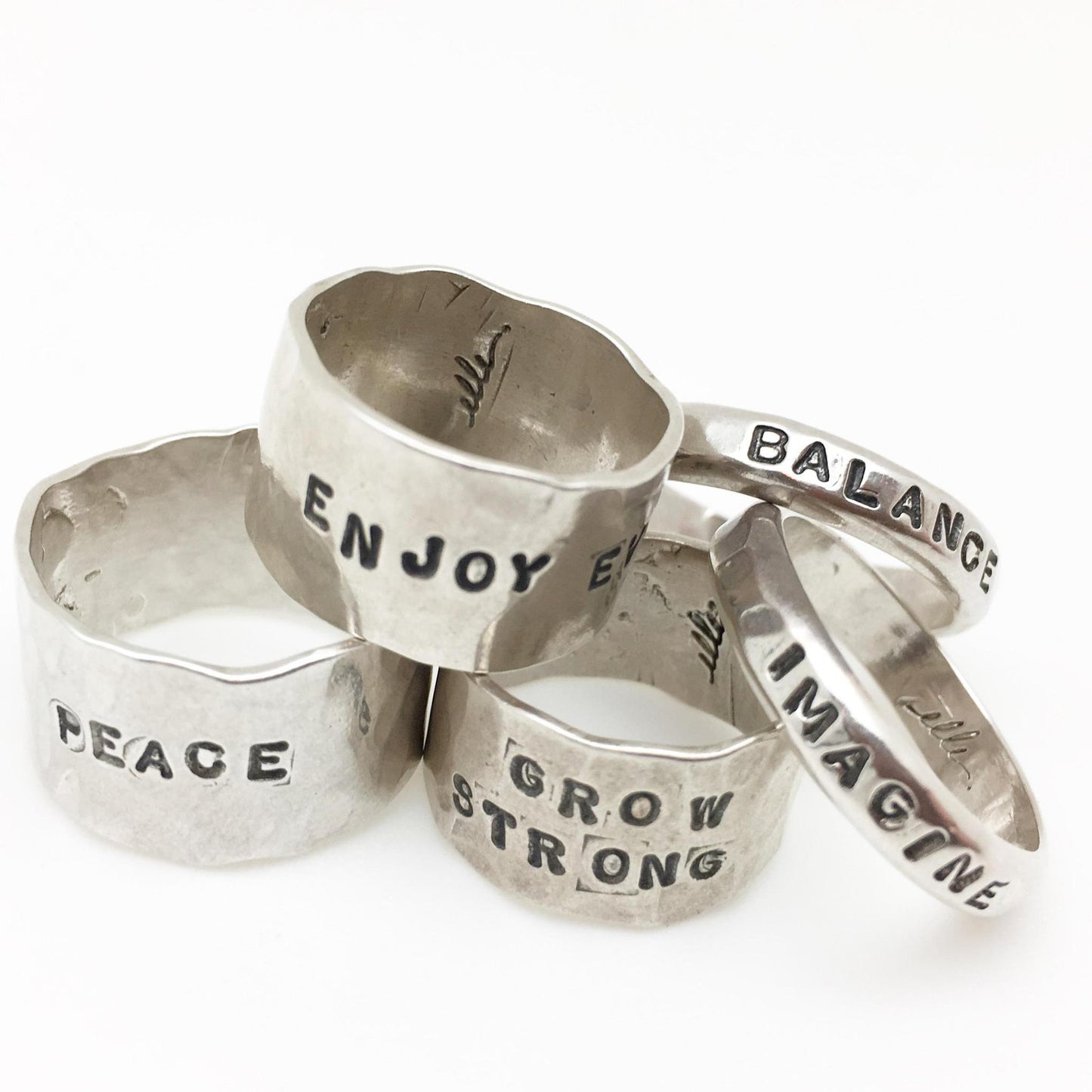 Custom Rings in Sterling - Handmade - with Words or Plain