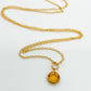 Necklace - Dainty Gem-Tone Crystal Pendant - Topaz