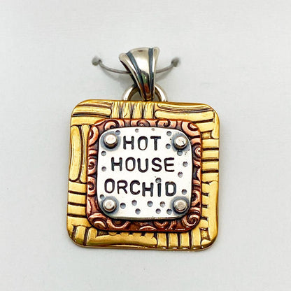 Pendant - Hot House Orchid - Small Square