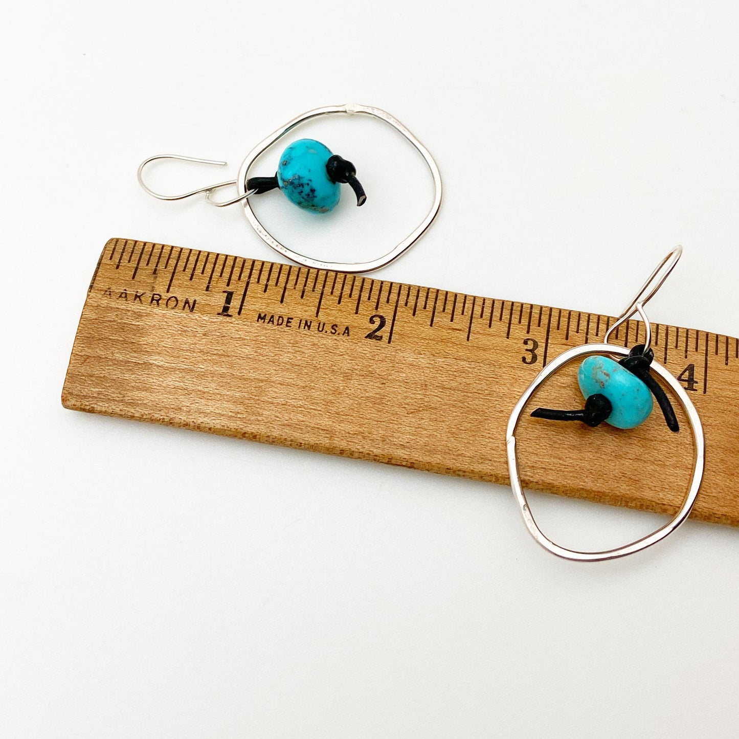 Earrings - Hoops with Corded Turquoise - Sterling Originals