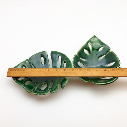 Ceramic Wall Art - "Monstera Leaf" - Large - Green