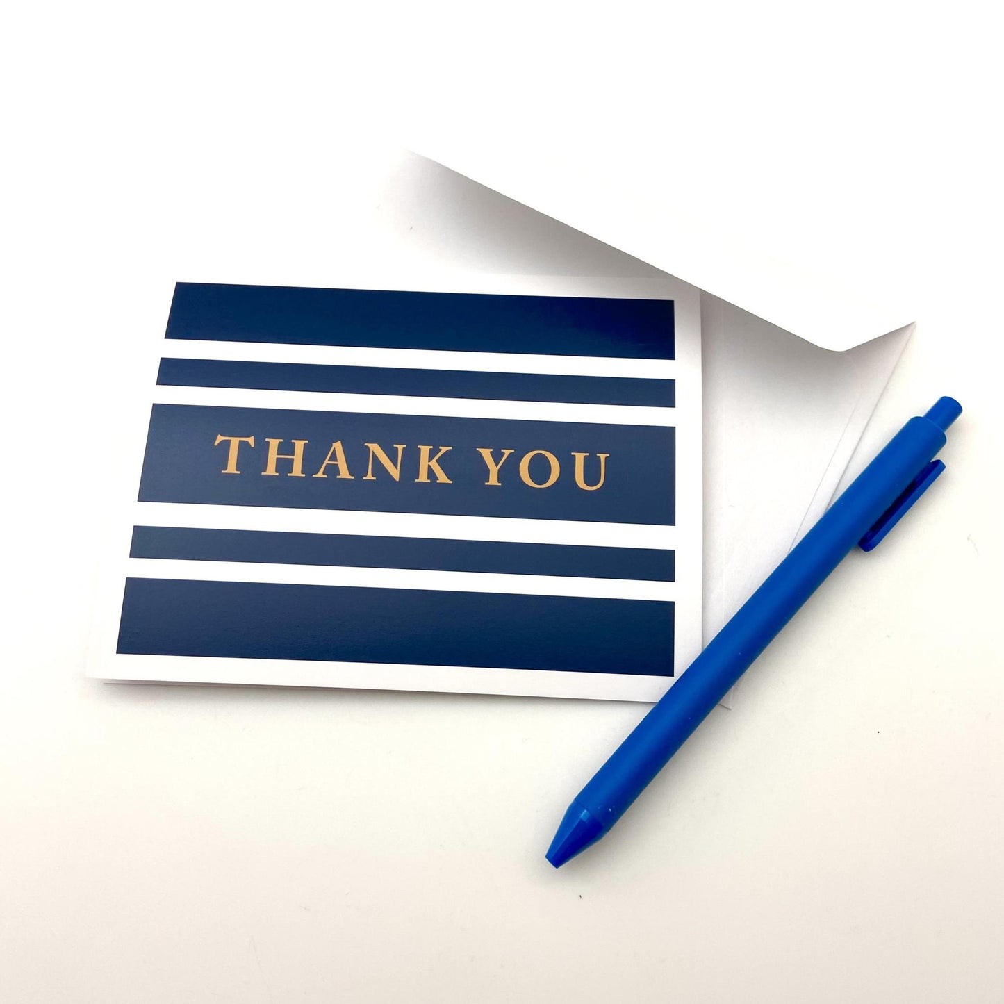 Greeting Card - "Thank You" Blue Stripes