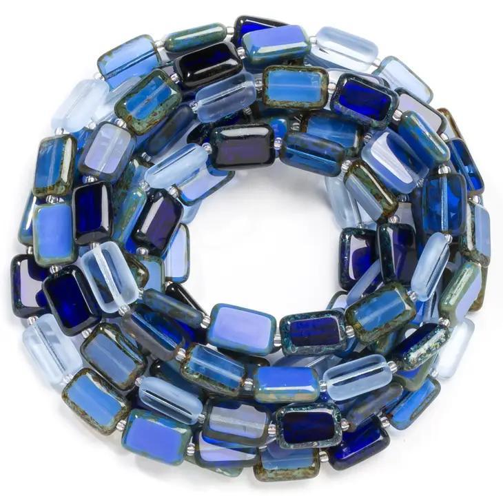 Necklace - 7-Way Furnace Glass Beads - True Blue - 60"