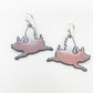 Earrings - Pink Flying Pigs with White Wings #3 - Enamel on Copper