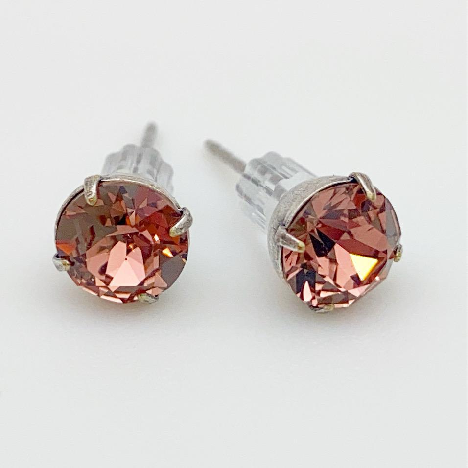 Stud Earrings - Real Crystals - Blush Rose