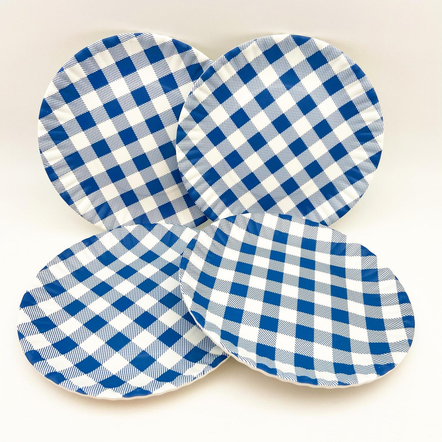 Plate - Melamine "Paper Plate" - Blue Gingham