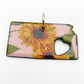 Pendant - Kansas Shape with Sunflowers on Pink - Enamel on Copper