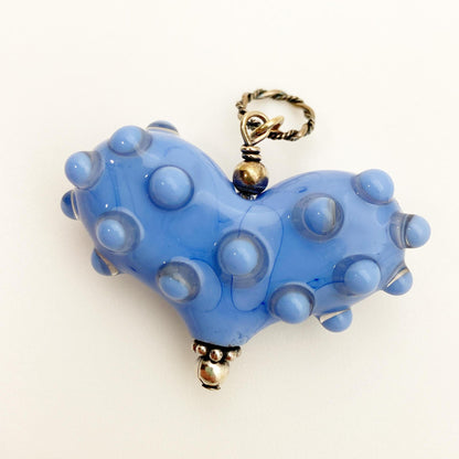Pendant - Bumpy Glass Heart - Periwinkle - Medium