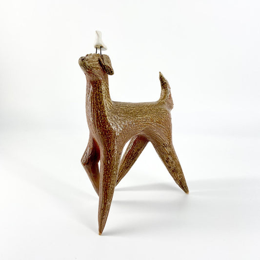 Sculpture - Dog with Bird on Head - Ceramic