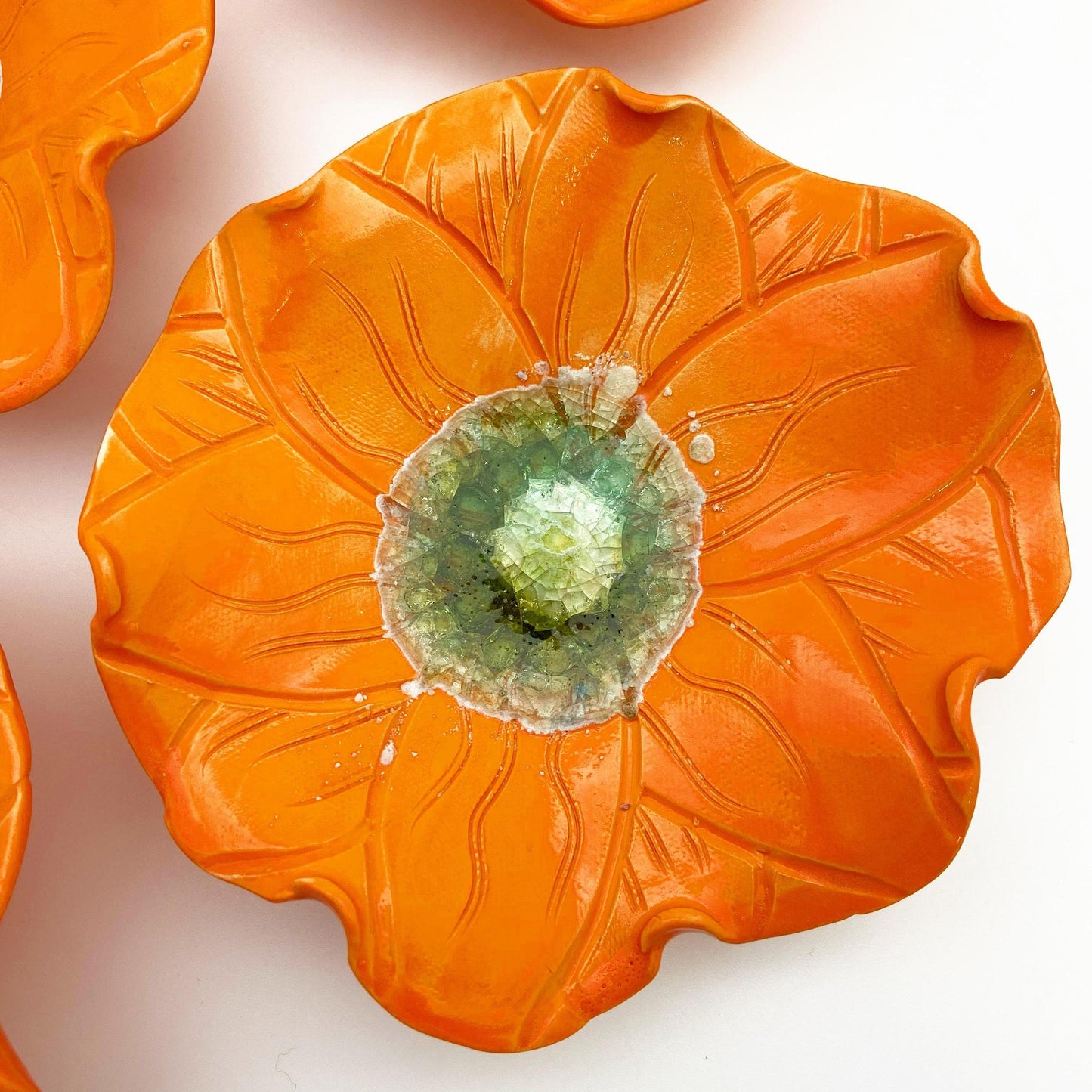 Ceramic Wall Art - "Baby California Poppy" - Orange