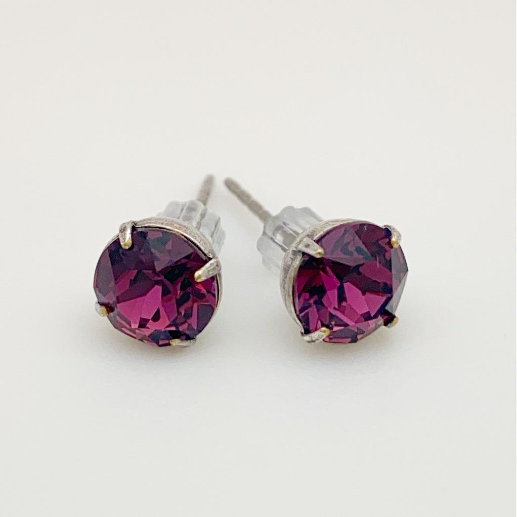 Stud Earrings - Real Crystals in Sterling Silver Bezel