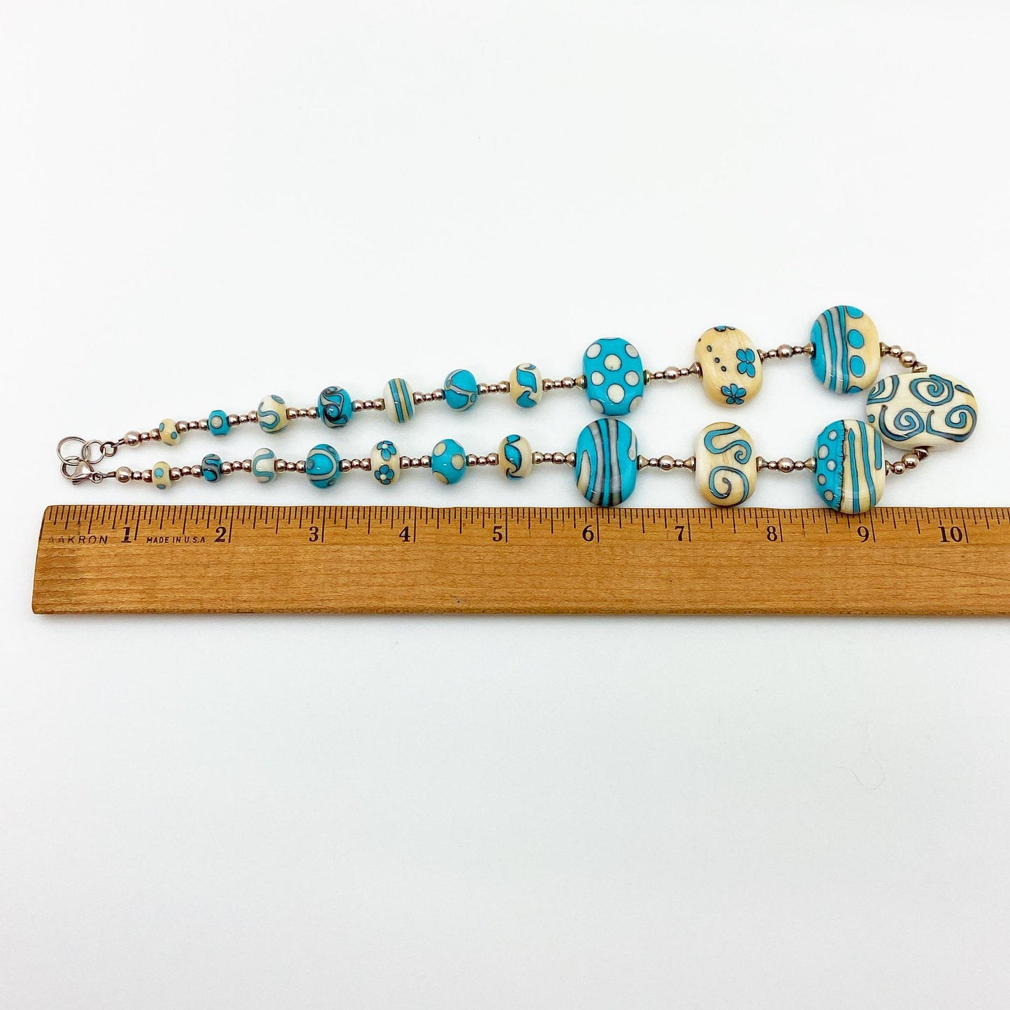 Necklace - Turquoise & White - Original Glass Beads