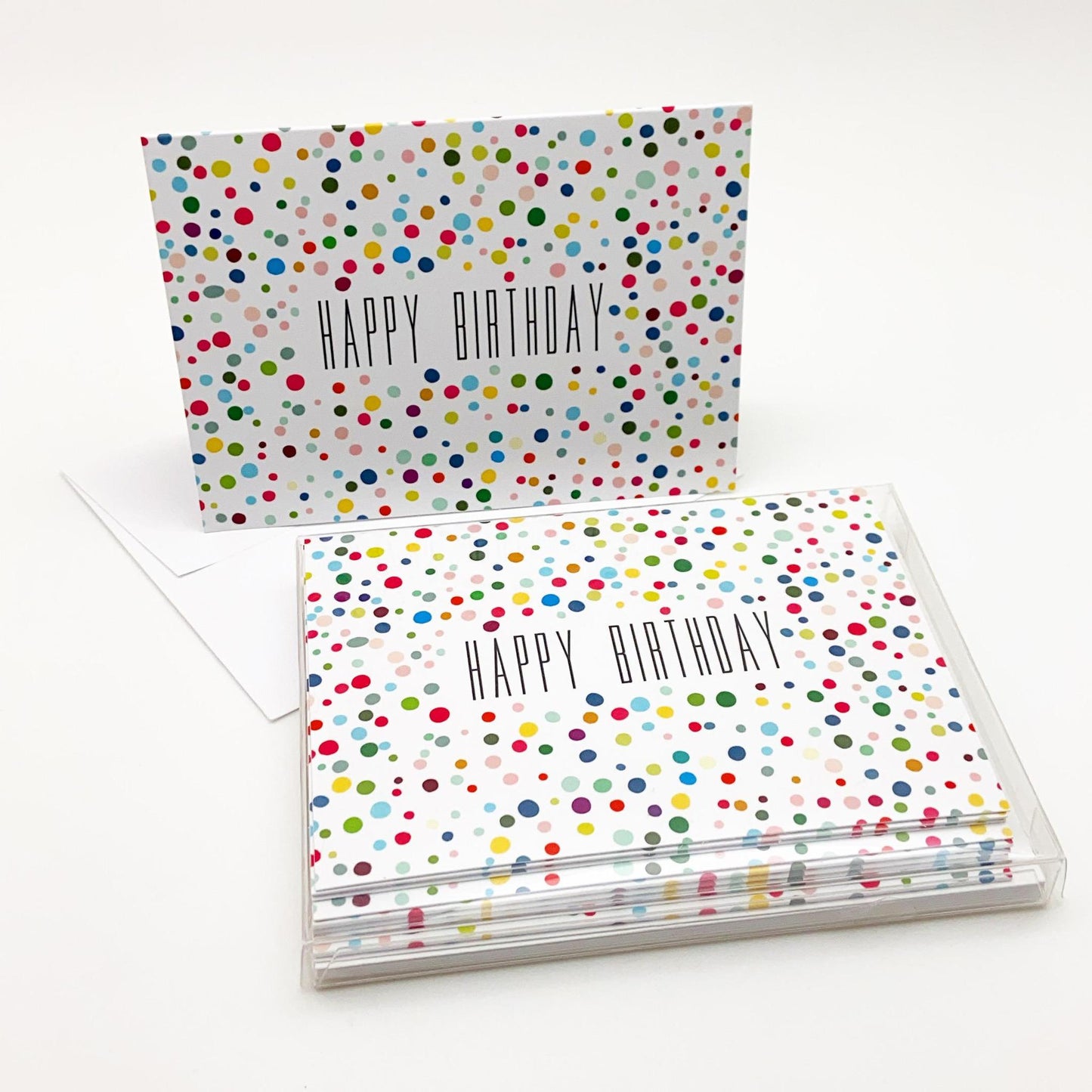Card Set - "Happy Birthday" Confetti - Pack of 10 - Printed
