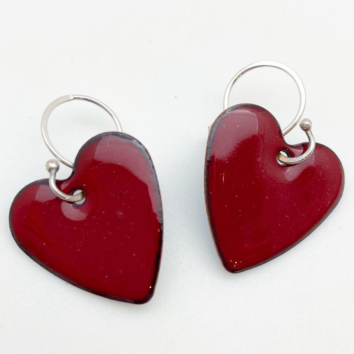 Earrings - Hearts - Enamel on Copper
