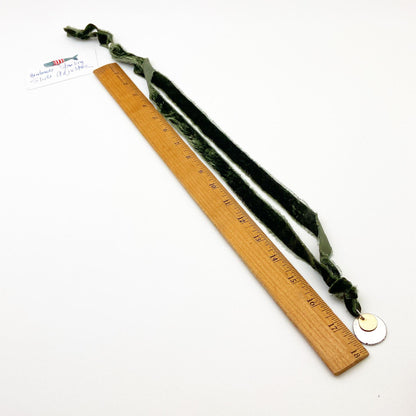 Necklace - Life Balance in Silver and Gold - Medallions on Green Silk Velvet