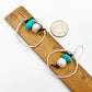 Earrings - Hoops with Turquoise and Pearl on Leather - Sterling Originals