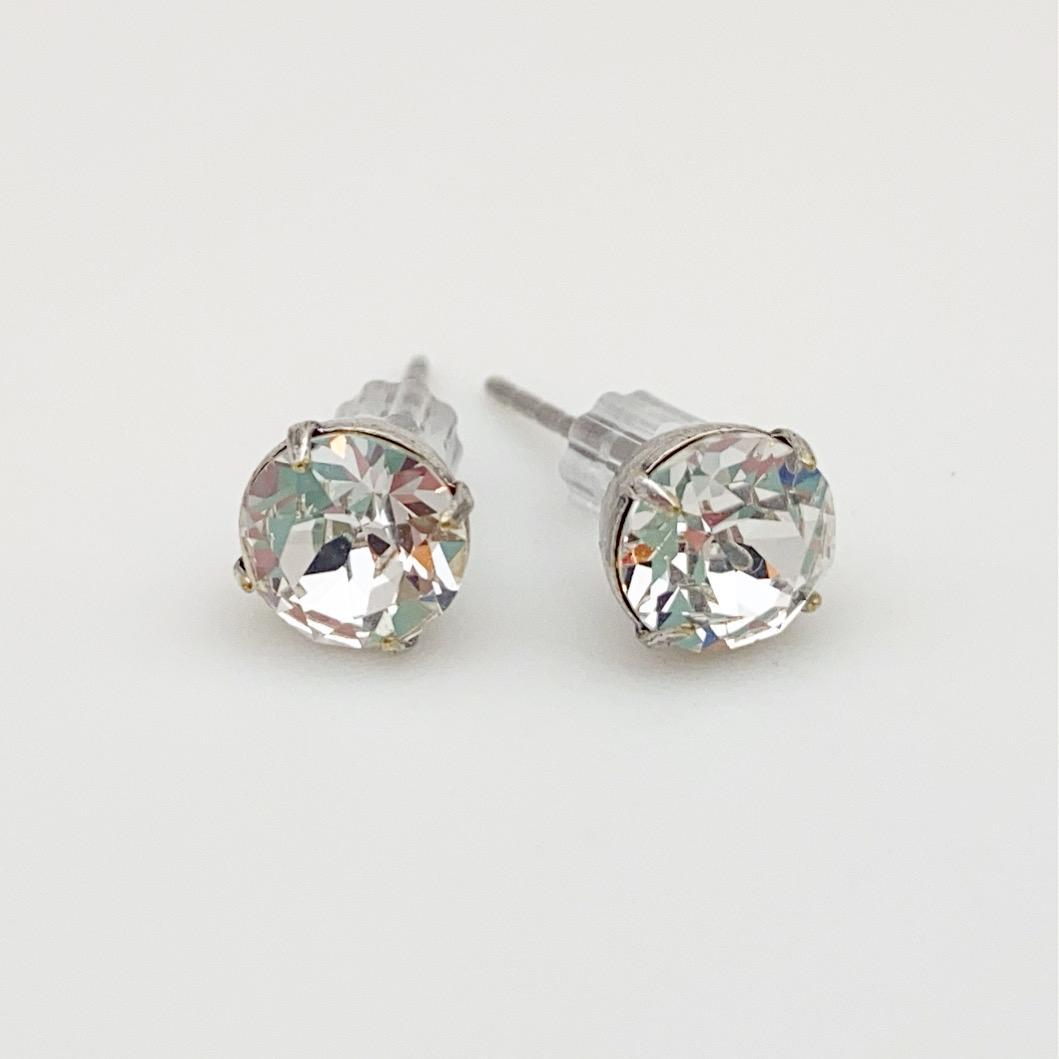 Stud Earrings - Real Crystals in Sterling Silver Bezel